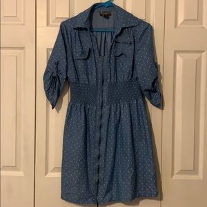 Denim with white polka dot dress